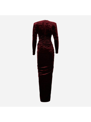 Long Draped Velvet Dress  ALEXANDRE VAUTHIER 233DR1983-BLACK-CHERRY-RED