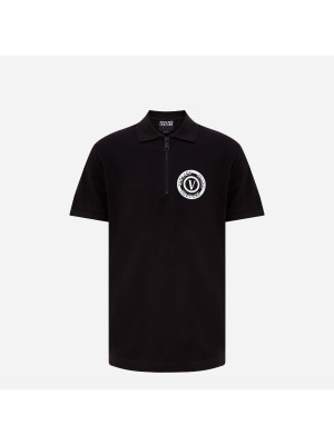 V-Emblem Zip Polo Shirt VERSACE JEANS COUTURE 76GAGT06-899