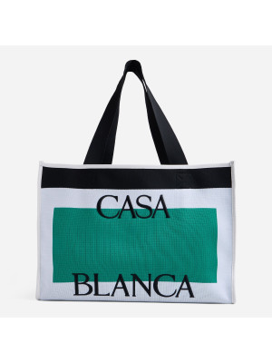 Knitted Shopper Bag CASABLANCA AS24-BAG-101-01W-WHITE-GREEN