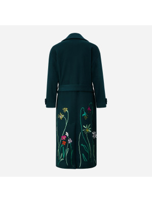 Floral Embroidered Coat MIRA MIKATI COA010A-GREEN