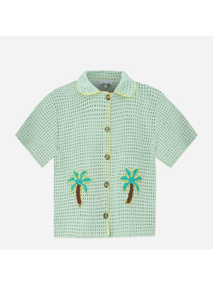 Crochet Palm Tree Shirt  MIRA MIKATI KNT042A-GREEN
