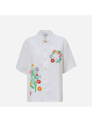 Flower Embroidered Shirt  MIRA MIKATI SHT016A-BEIGE