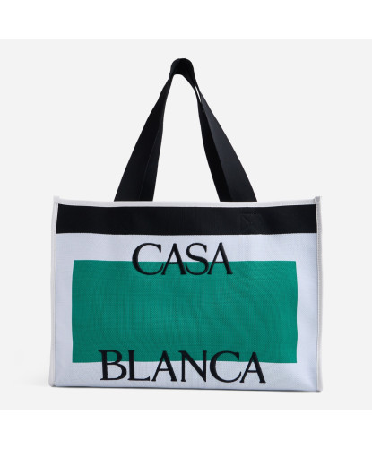 Knitted Shopper Bag CASABLANCA AS24-BAG-101-01W-WHITE-GREEN
