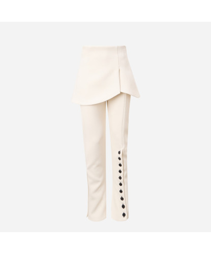Button Basque Trousers  AWAKE MODE PSS24-P04-LA26-WHITE